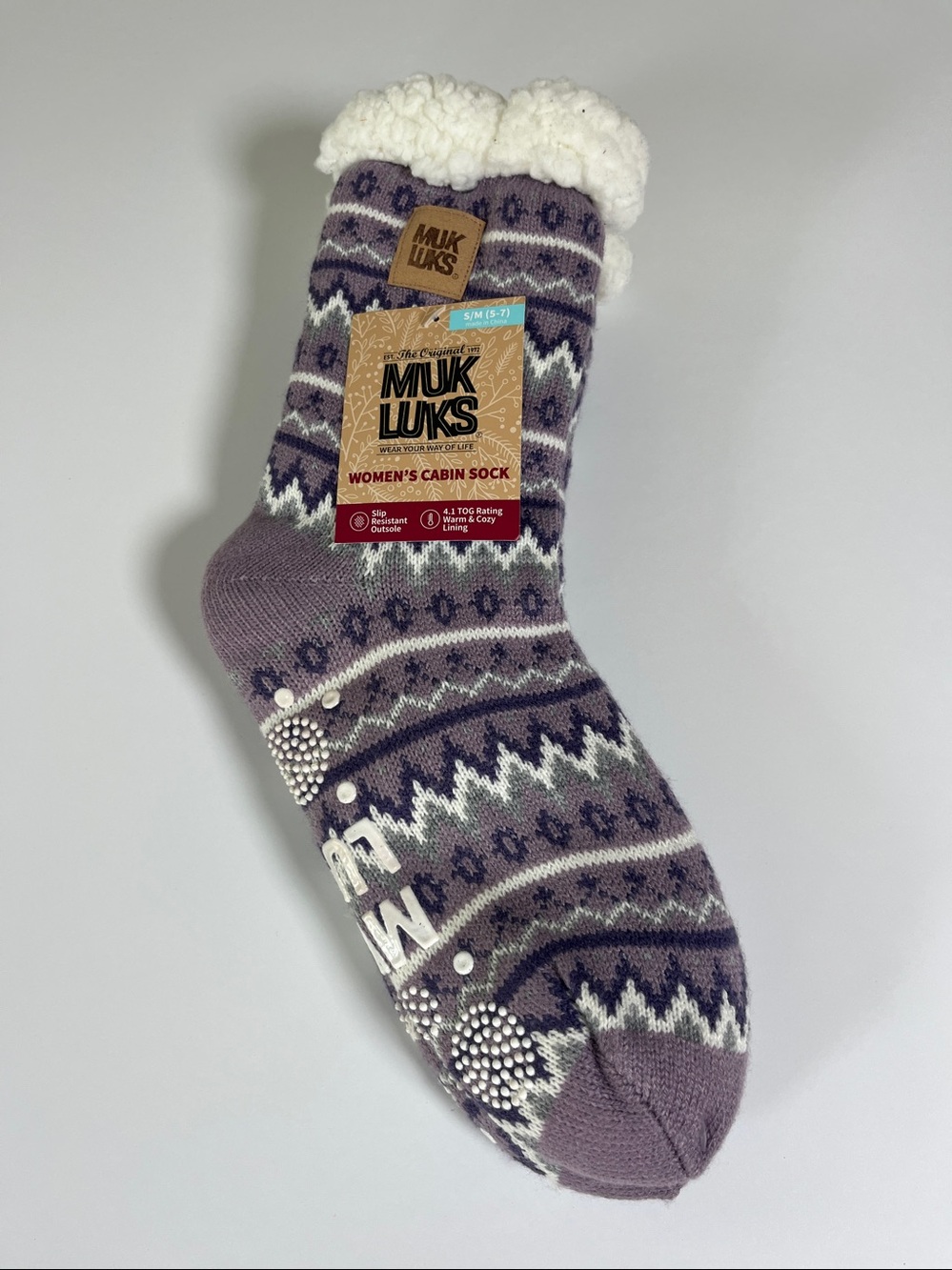 Muk Luk Purple Lavender Women’s Cabin Sock Size S/M (5-7)